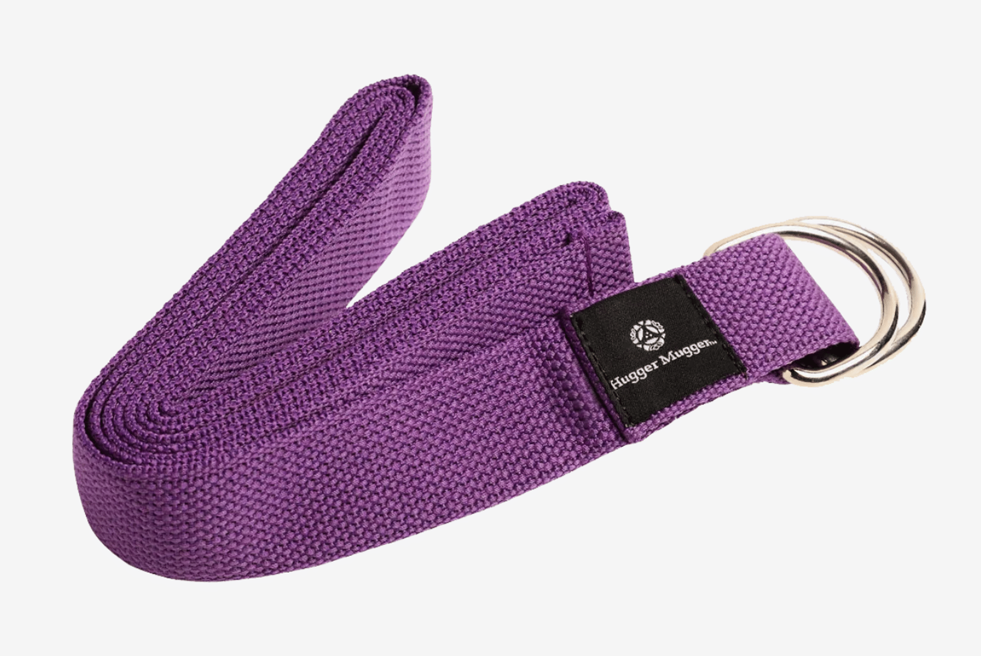 picture of a purple d-ring yoga strap